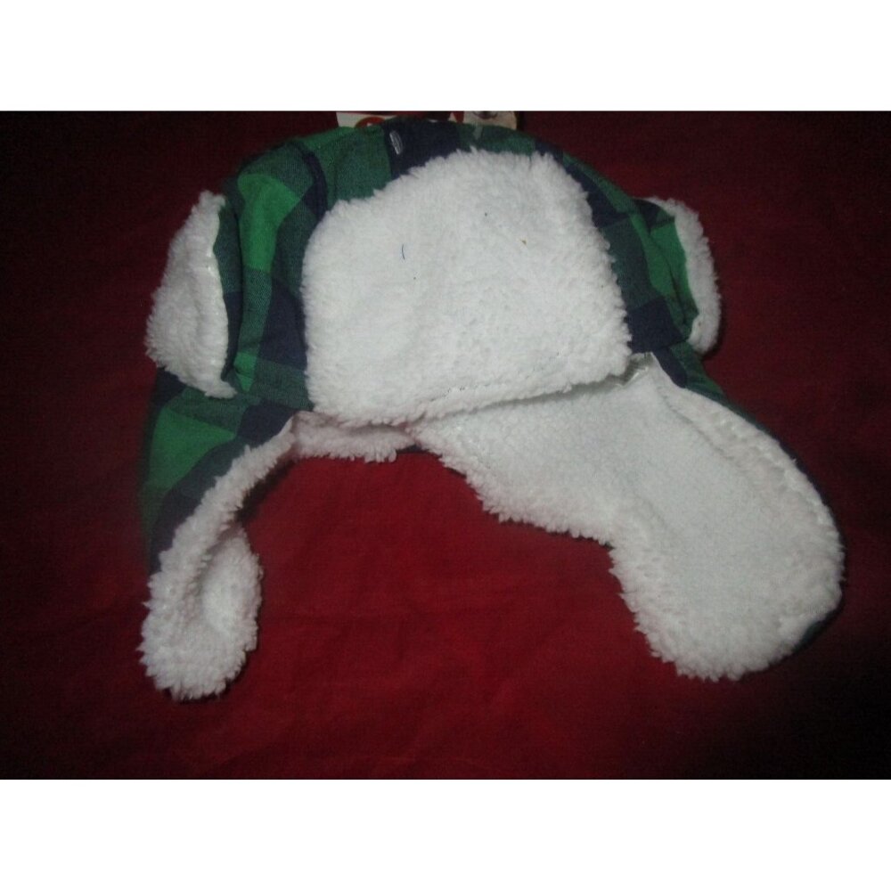Pet Central Dog Winter Cold Weather Hat Green Plaid Trapper Style Medium